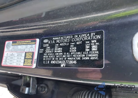 2020 Kia Soul S из США, поврежденный, VIN KNDJ23AU2L7718646